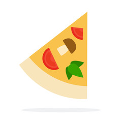 Triangular slice of pizza flat isolated