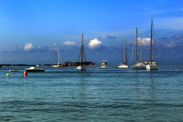 Fototapeta na wymiar Yachts near the island Ibiza