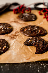 Fototapeta na wymiar Flourless Chocolate Cookie with Bite