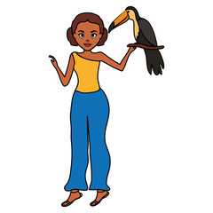 beautiful woman with toucan character