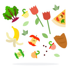 Food waste for trash sorting vector flat isolated