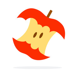 Stub of a red apple vector flat isolated
