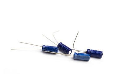 Capacitors isolated on white background