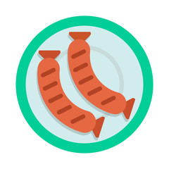 Sausages in a plate top view vector icon flat isolated