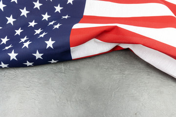 Close-up of an American flag on slate