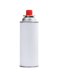 White gas spray can for manual gas torch burner (blowtorch) isolated on white background. Serie of...