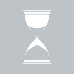 Hourglass flat icon on gray background, for any occasion