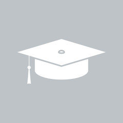 Graduation cap flat icon on gray background, for any occasion