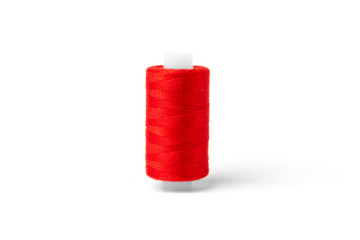 Red threads isolated on white background.