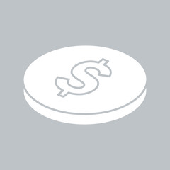 Coin flat icon on gray background, for any occasion
