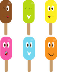 Multi-colored ice cream with skin showing emotions