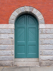 teal colored door