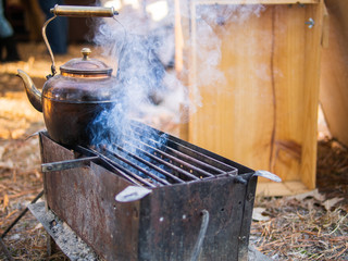 19th century style outdoor cooking
