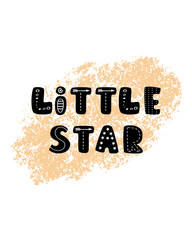 Unique Little star colored nursery hand drawn poster lettering Scandinavian style - 256496997