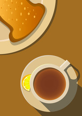 Frühstück mit Tee/Kaffee und Toast - 256497153