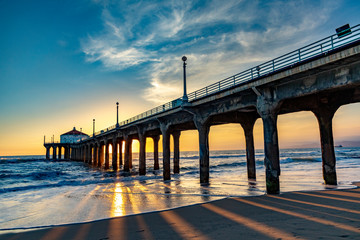 scenic pier at Manhattan Beach near Los Angeles in sunset