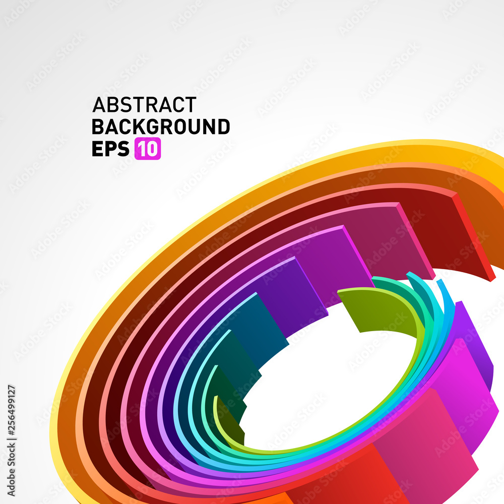 Wall mural abstract 3d circle lines in perspective modern vector background.