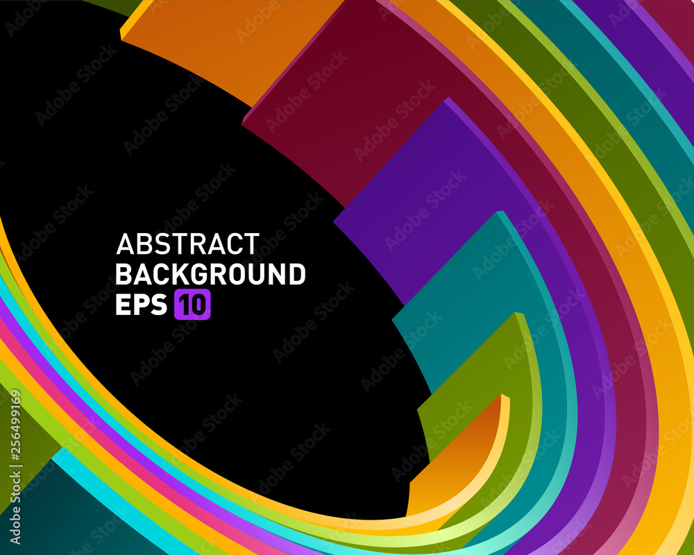 Wall mural abstract 3d circle lines in perspective modern vector background.