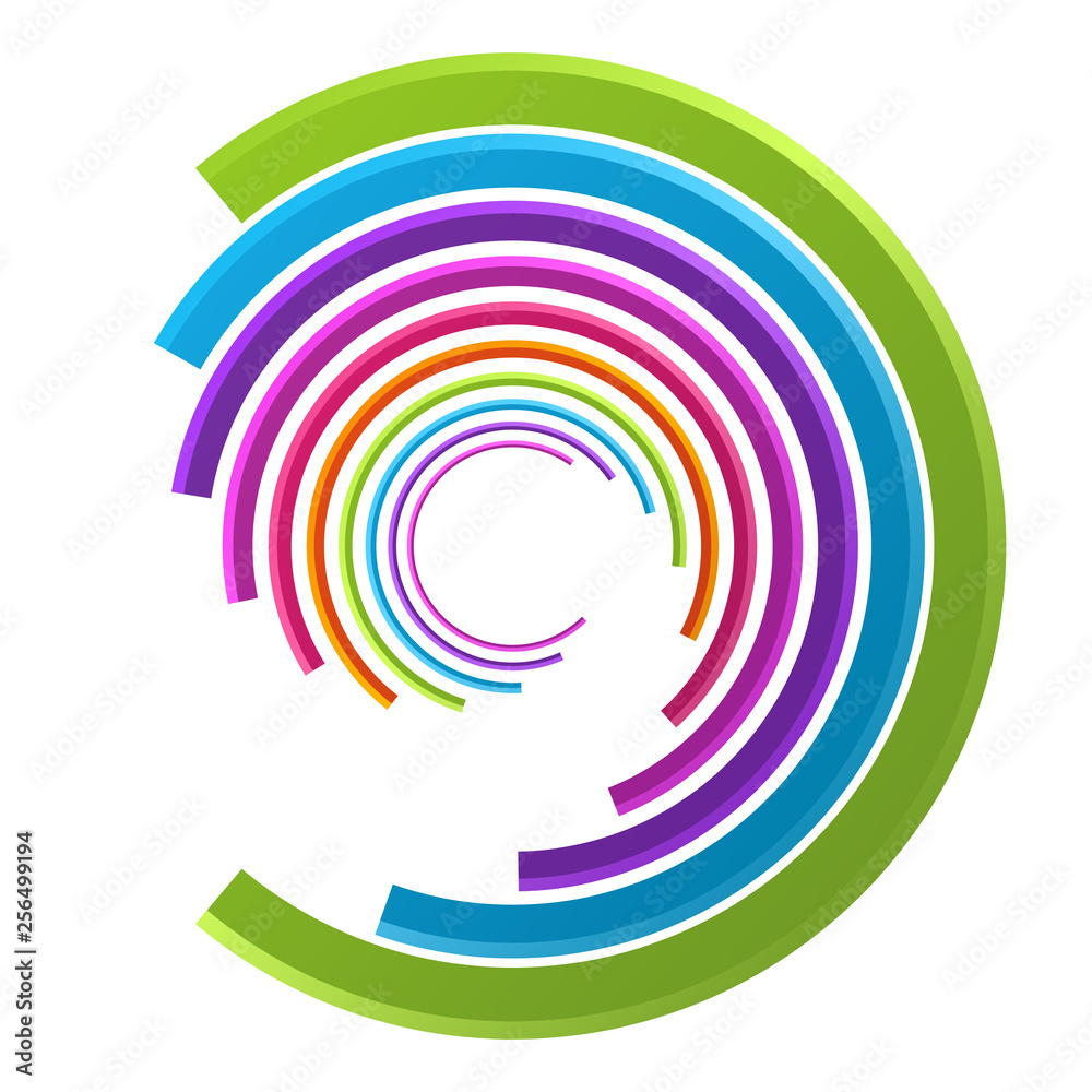 Wall mural abstract 3d circle lines in perspective modern vector background.