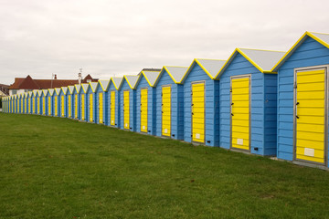 Beach huts at Bognor Regis, Sussex, England