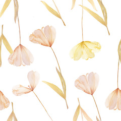 Naciskająca i wysuszona tulipanowa kwiatu wzoru tapeta na białym tle. Do użytku w scrapbookingu - 256501986