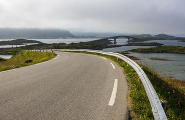 Fredvang bridge in Lofoten islands in Norway