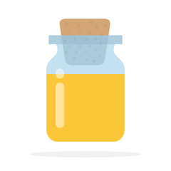 Honey in a glass container with a stopper flat isolated
