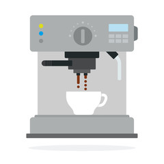 Coffee machine prepares coffee vector flat isolated