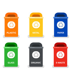 Colored trash cans vector flat isolated