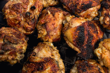 Chicken meat is grilled.
