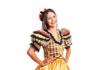Brazilian woman wearing typical clothes for the Festa Junina