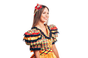 Brazilian woman wearing typical clothes for the Festa Junina