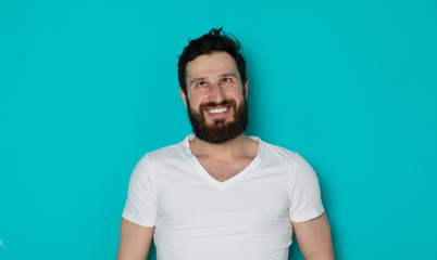 Obraz premium Portrait of cheerful smiling bearded man
