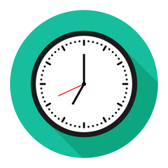 Wall clock icon on green background for any occasion