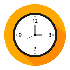 Wall clock icon on orange background for any occasion