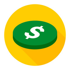 Coin flat icon on orange background for any occasion