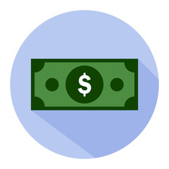 Dollar flat icon on blue background for any occasion