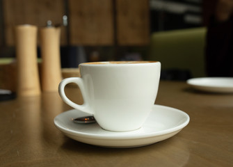 Close-up Coffee cup in coffee shop.