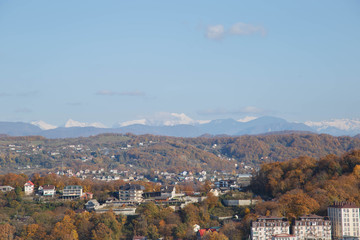 View of the city of Sochi from the observation deck of the arboretum. Travel to Sochi in December.