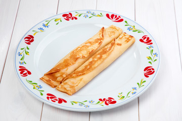 pancakes with bacon and vegetables