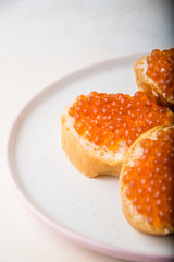 red caviar on a plate