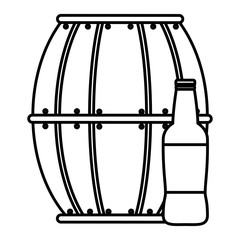 beer wooden barrel with bottle