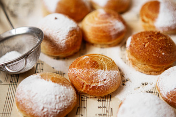 Profiteroles (choux à la crème) - French choux pastry balls filled with custard