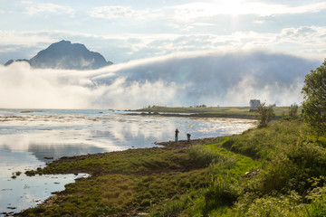 rolling cloud over Lofoten islands in Norway