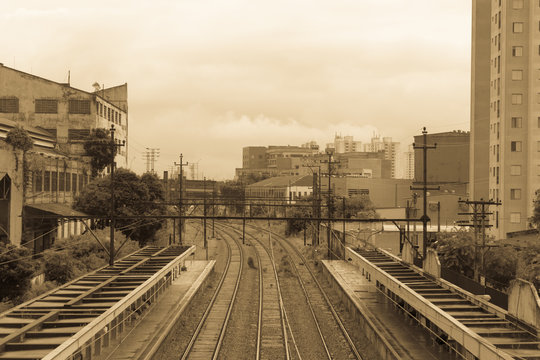 Railway at Mooca Train Station in Sao Paulo, Brazil