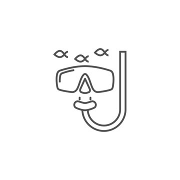 Snorkeling Related Vector Line Icon.
