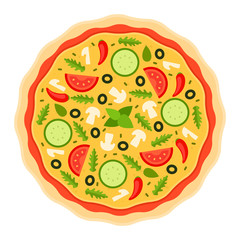 Round classic pizza vector flat isolated