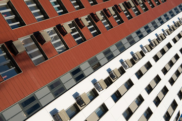 Modern new multi-storey residential building. business card concept