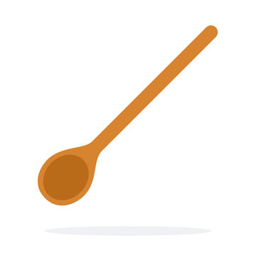 Long wooden spoon vector flat isolated