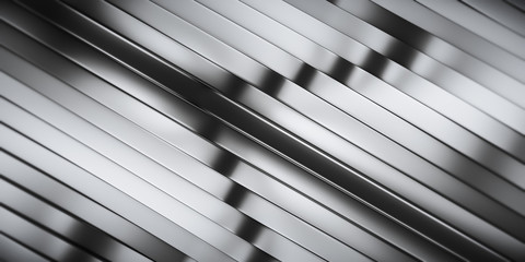 Elegant Luxury Metal smooth line background. Abstract metallic Stainless steel curve shapes. 3d render